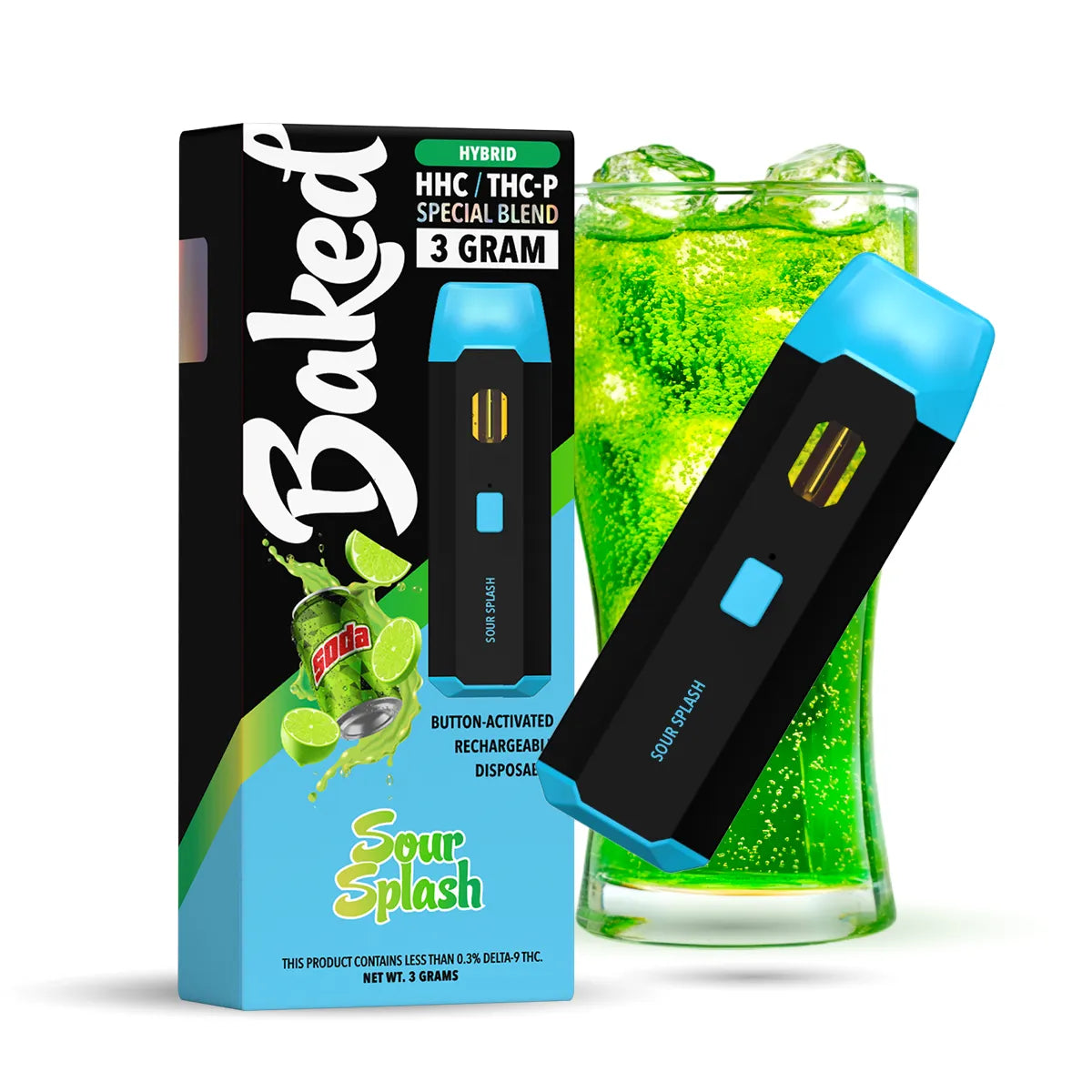 HHC THC-P Hybrid Disposable Vape Pen Sour Splash Baked 3 Gram