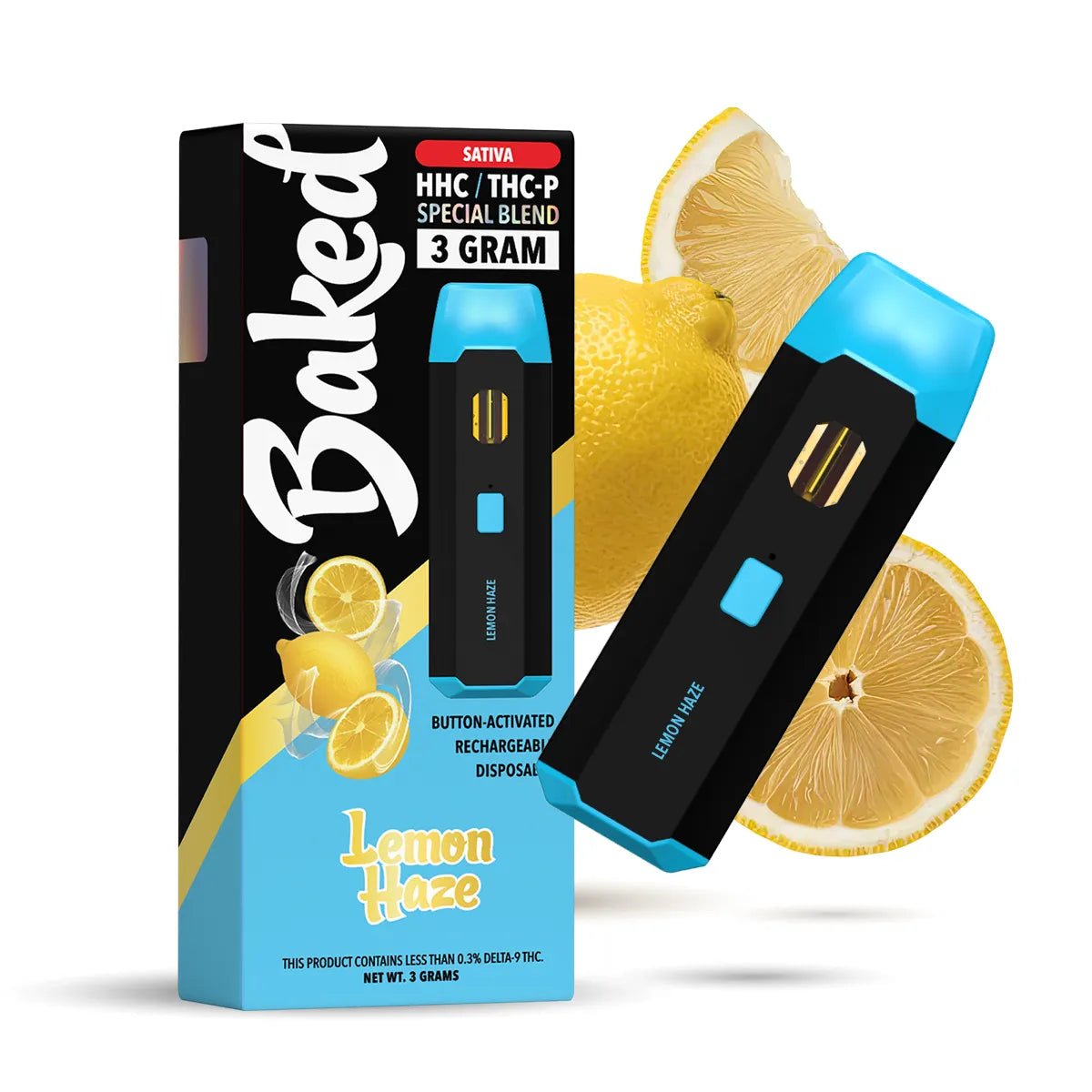 HHC THC-P Sativa Disposable Vape Pen Lemon Haze Baked 3 Gram