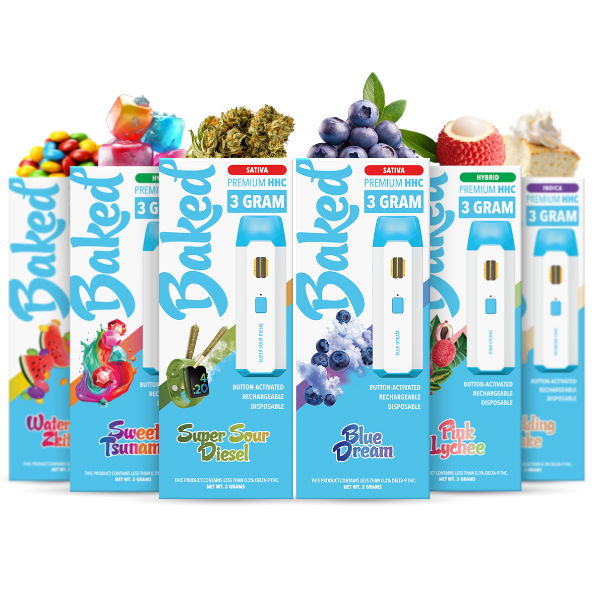 6pc Variety Pack | 3 Gram HHC Disposable Vape Baked HHC 6pc Variety Pack | 3 Gram HHC Disposable Vape Baked HHC