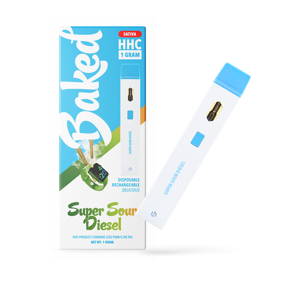 1 Gram HHC Vape Pen - Super Sour Diesel | Sativa – Baked HHC