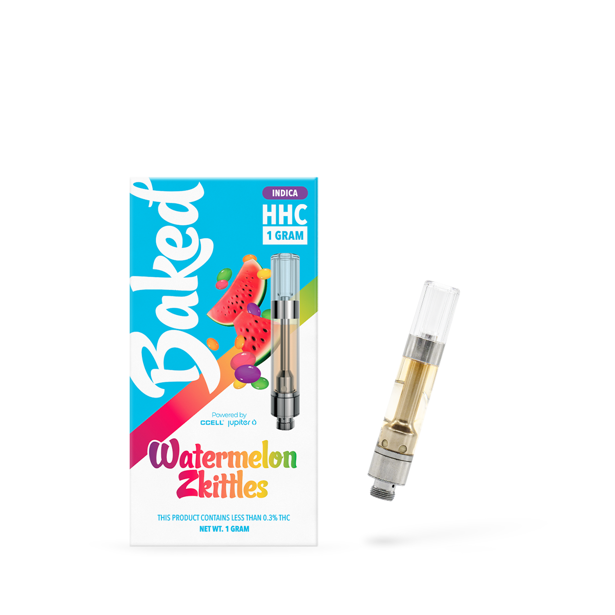 HHC Carts - Baked Watermelon Zkittles THC Vape Cart  -  1 gram HHC Vape Cartridge