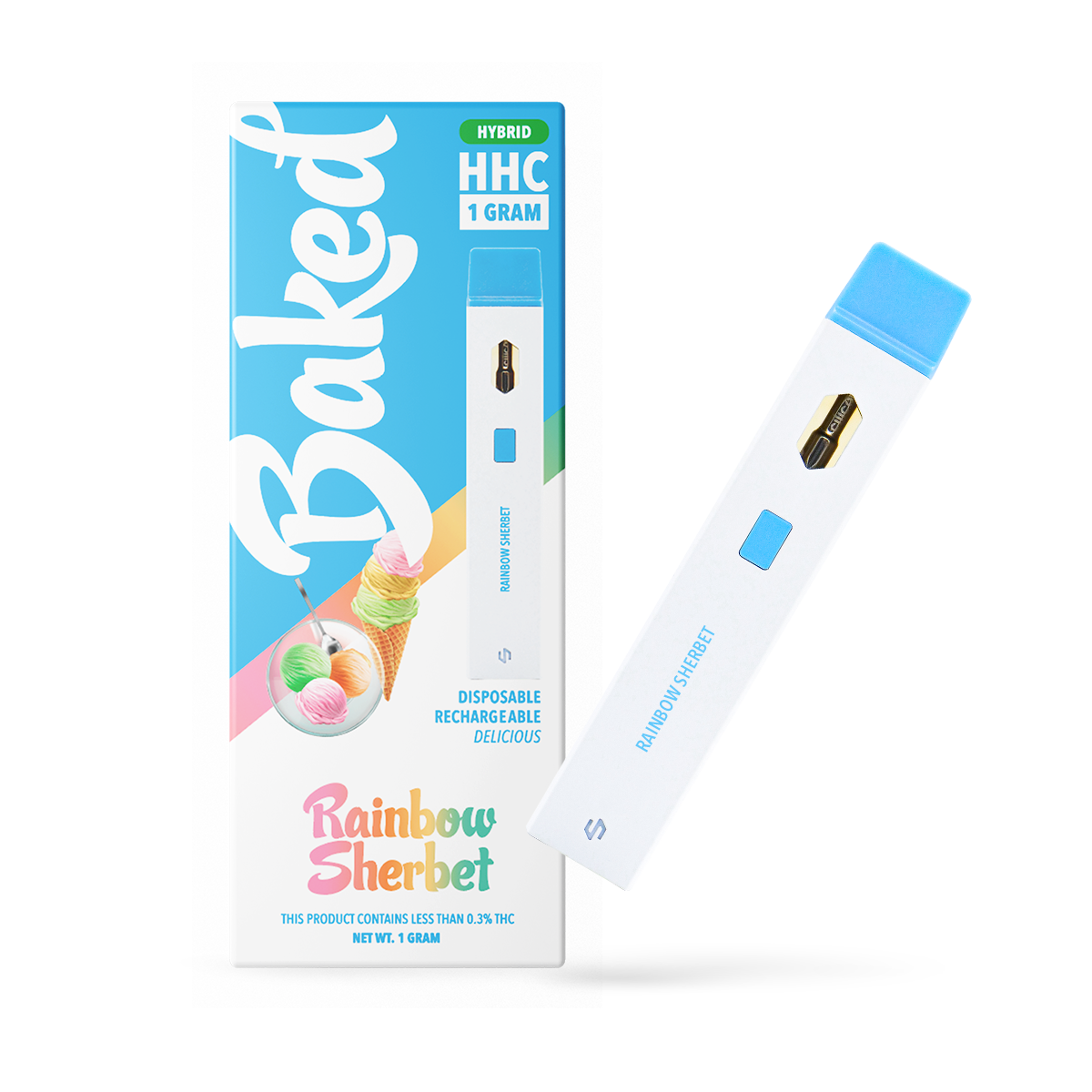 HHC Pen - Baked Rainbow Sherbet Hybrid HHC Vape Pen  -  1 gram HHC Hybrid Vape Pens