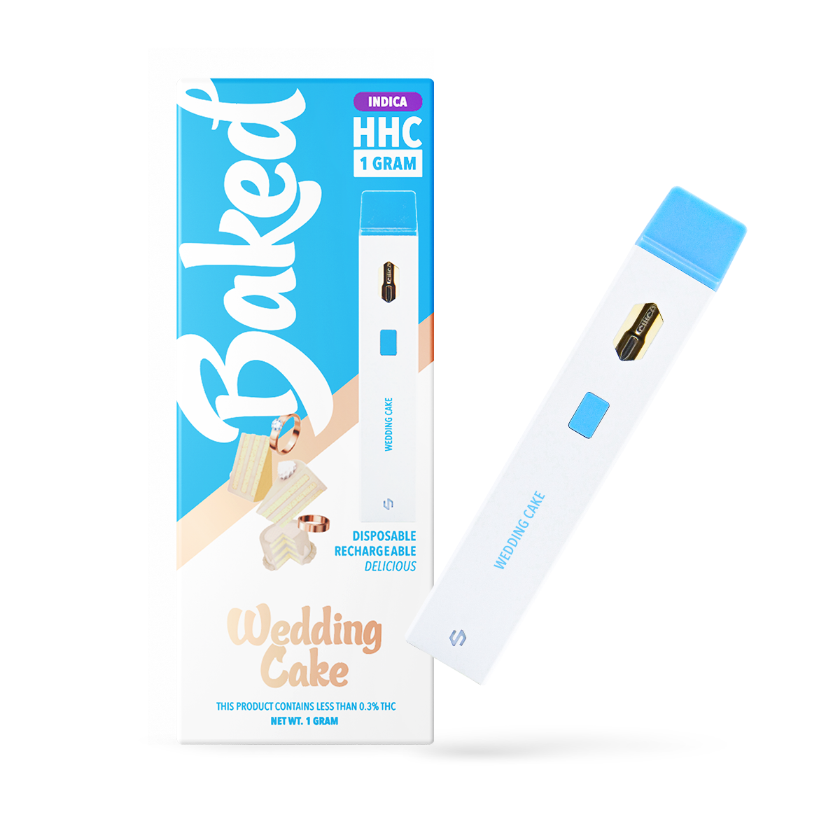 1 Gram HHC Vape Pen - Wedding Cake | Indica Baked HHC 1 Gram HHC Vape Pen - Wedding Cake | Indica Baked HHC