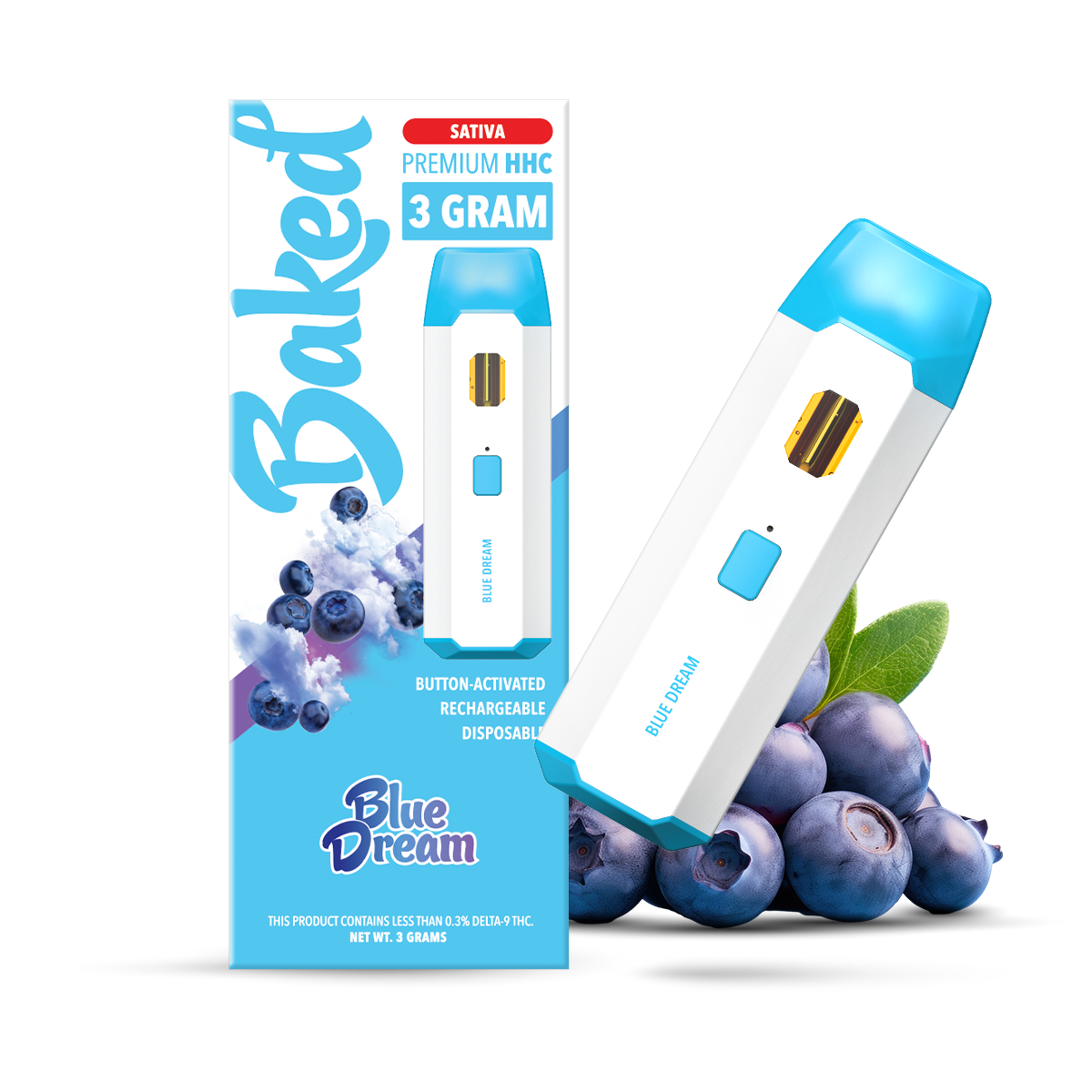 3 Gram HHC Vape Pen - Blue Dream | Sativa Baked HHC 3 Gram HHC Vape Pen - Blue Dream | Sativa Baked HHC