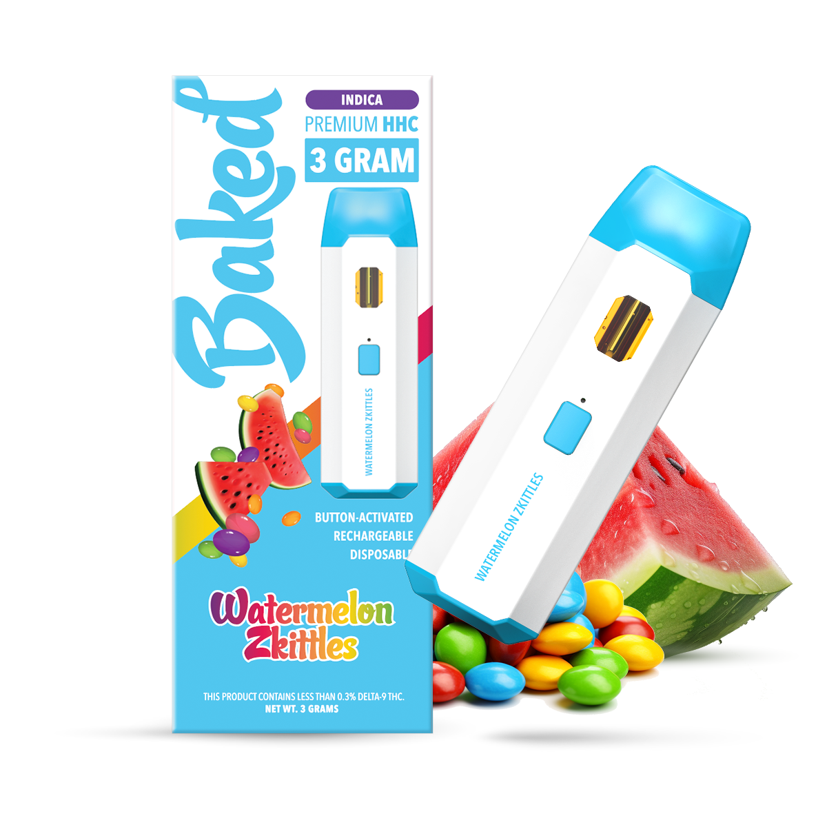 3 Gram HHC Vape Pen - Watermelon Zkittles | Indica Baked HHC 3 Gram HHC Vape Pen - Watermelon Zkittles | Indica Baked HHC