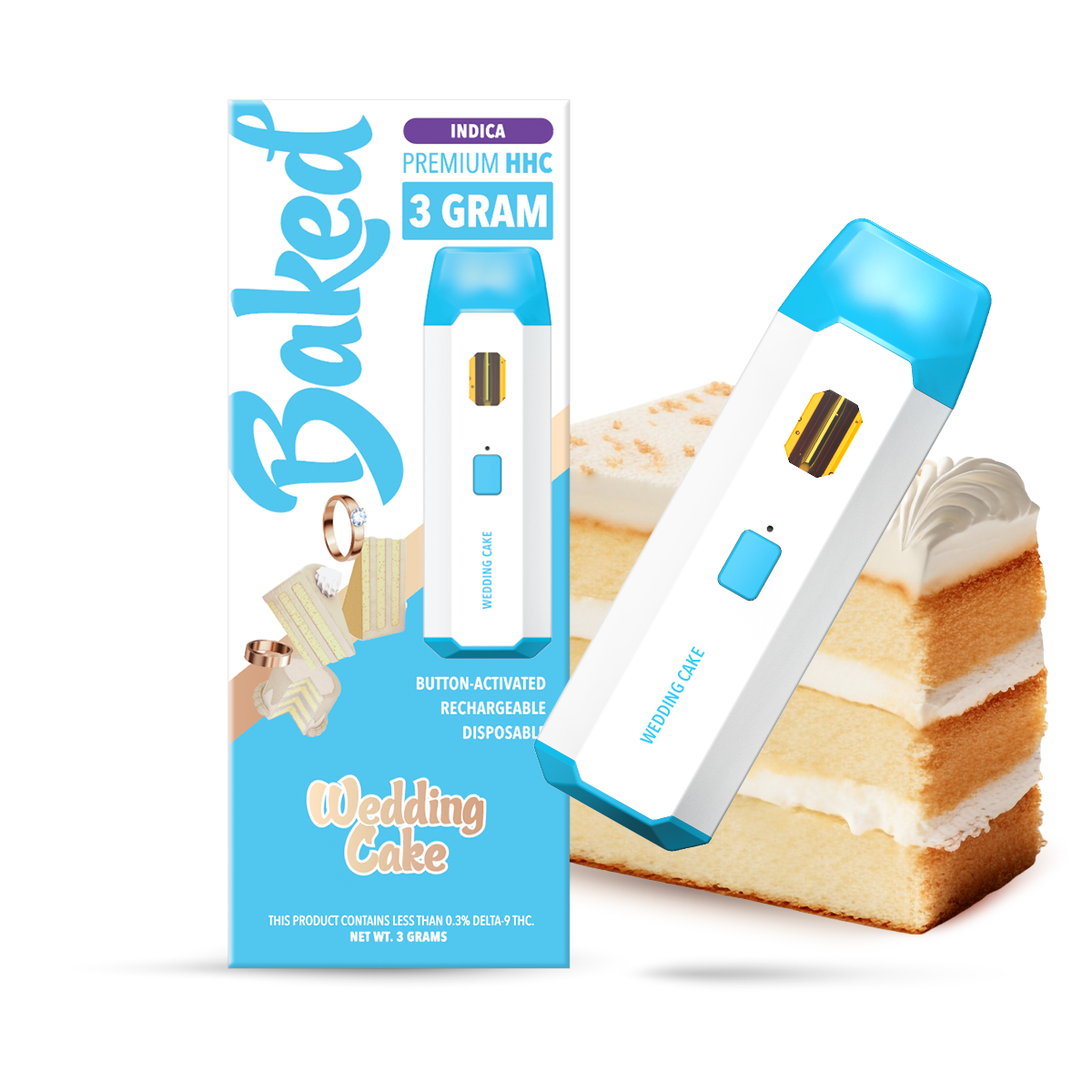 HHC Pen - Baked Wedding Cake HHC Vape Pen  -  3 gram HHC Vape Pens
