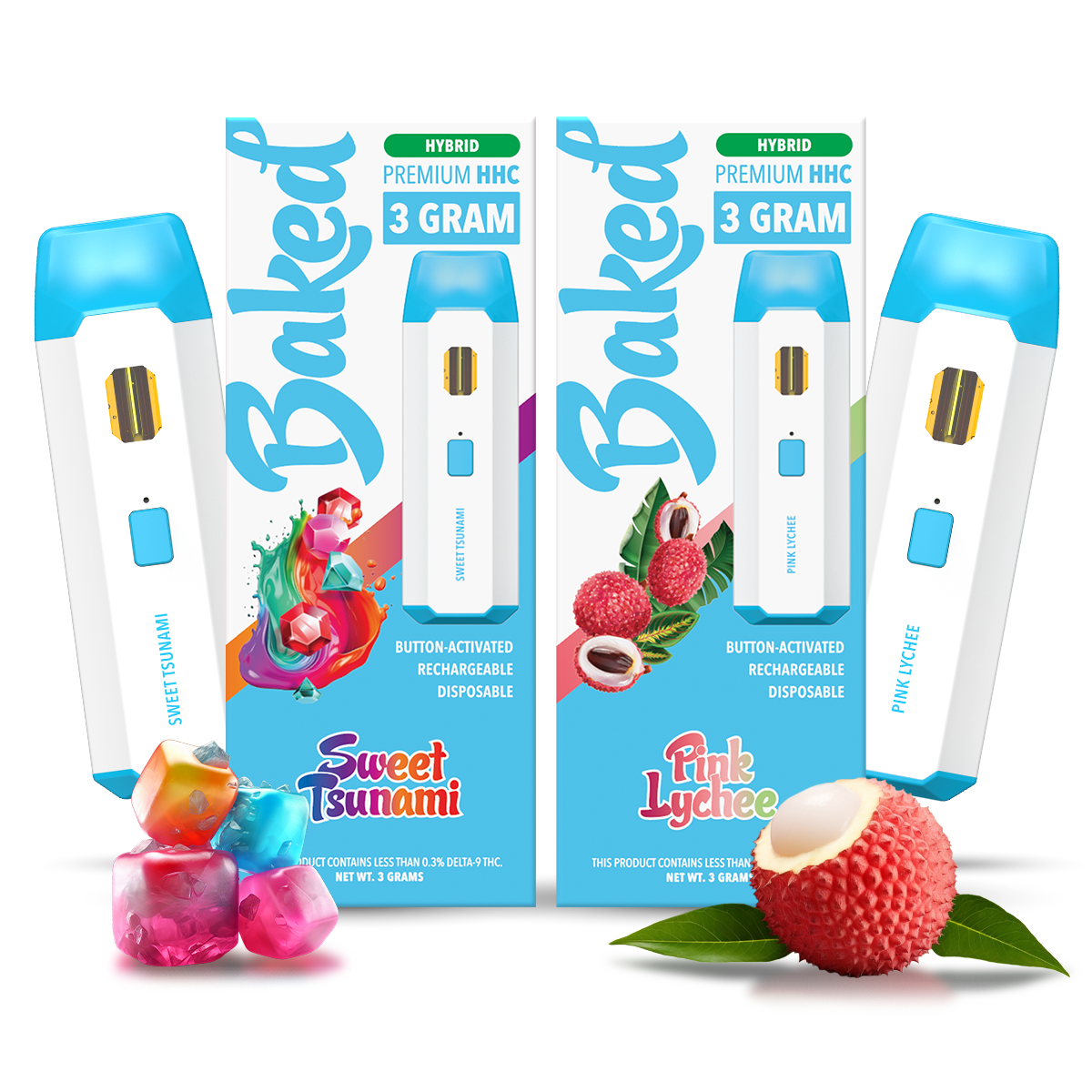 2pc Hybrid Flavor Pack | 3 Gram HHC Disposable Vape Baked HHC 2pc Hybrid Flavor Pack | 3 Gram HHC Disposable Vape Baked HHC